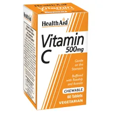 HEALTH AID VITAMIN C 500MG CHEWABLE ORANGE FLAVOUR 60 TABLETS