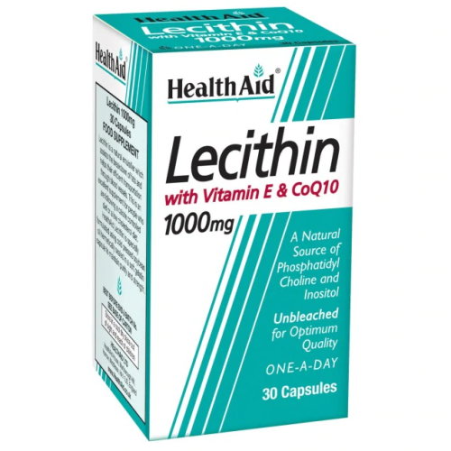 HEALTH AID LECITHIN 1000MG + VITAMIN E + COQ10 30 CAPSULES