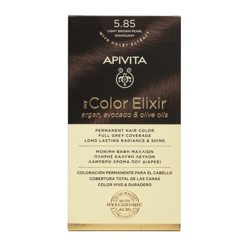 APIVITA HAIR COLOR KIT 5.85 LIGHT BROWN PEARL MAHOGANY