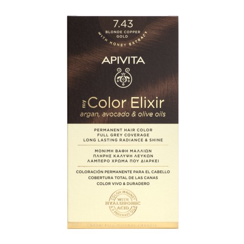 APIVITA HAIR COLOR KIT 7.43 BLONDE COPPER GOLD