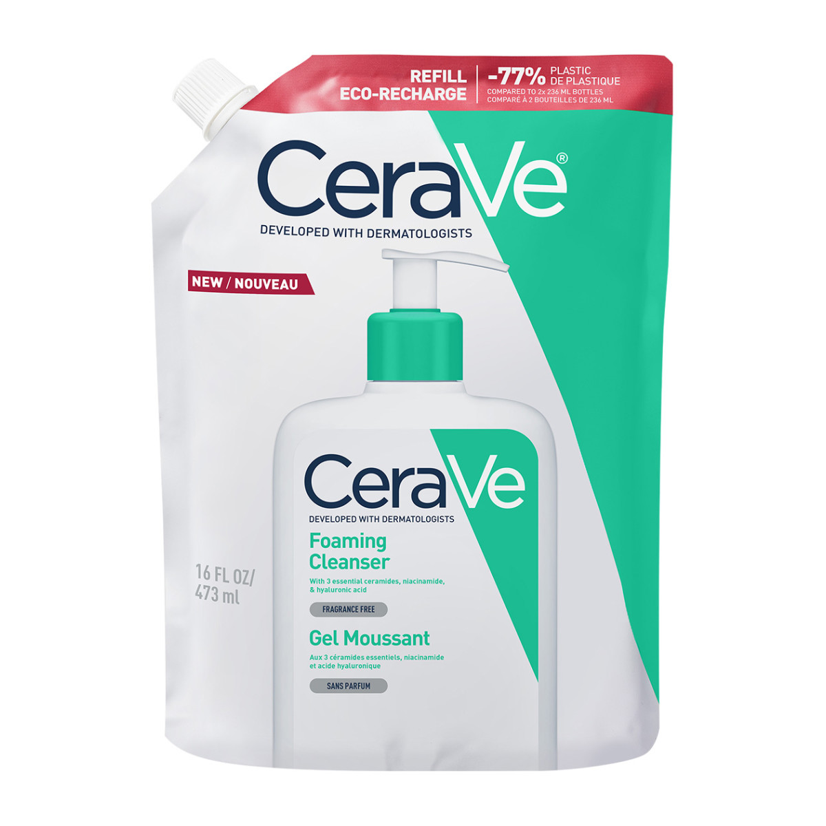 CERAVE FOAMING CLEANSER FOR NORMAL TO OILY SKIN 473ML REFILL