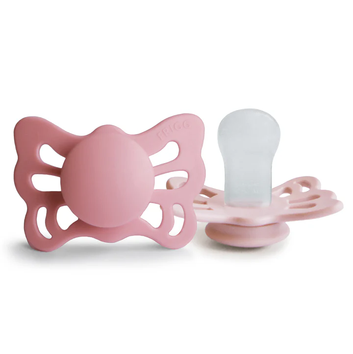 FRIGG BUTTERFLY SILICONE PACIFIERS 2 PACK CEDAR/BABY PINK SIZE 1
