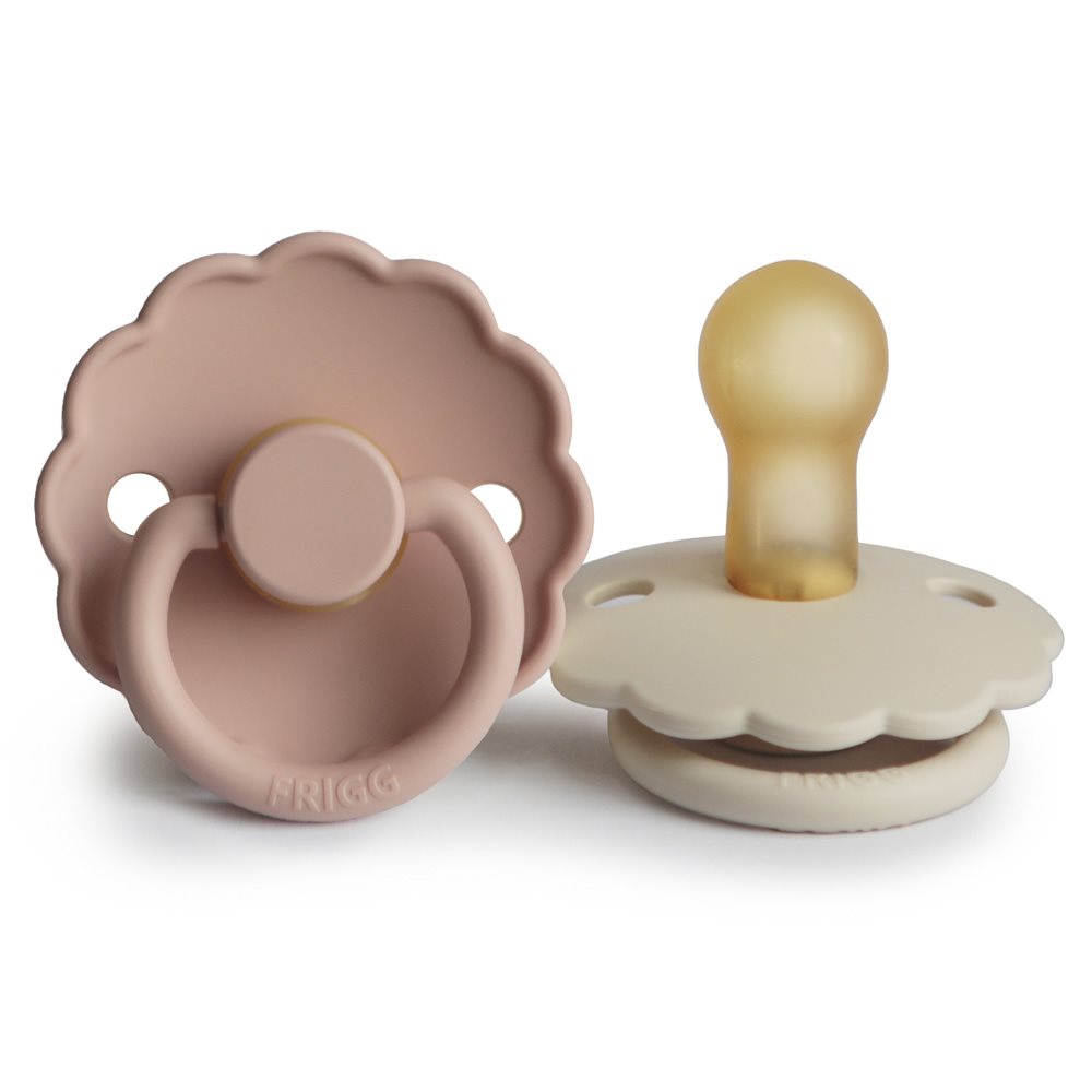 FRIGG DAISY PACIFIERS  LATEX 2 PACK  BLUSH/CREAM  SIZE 1