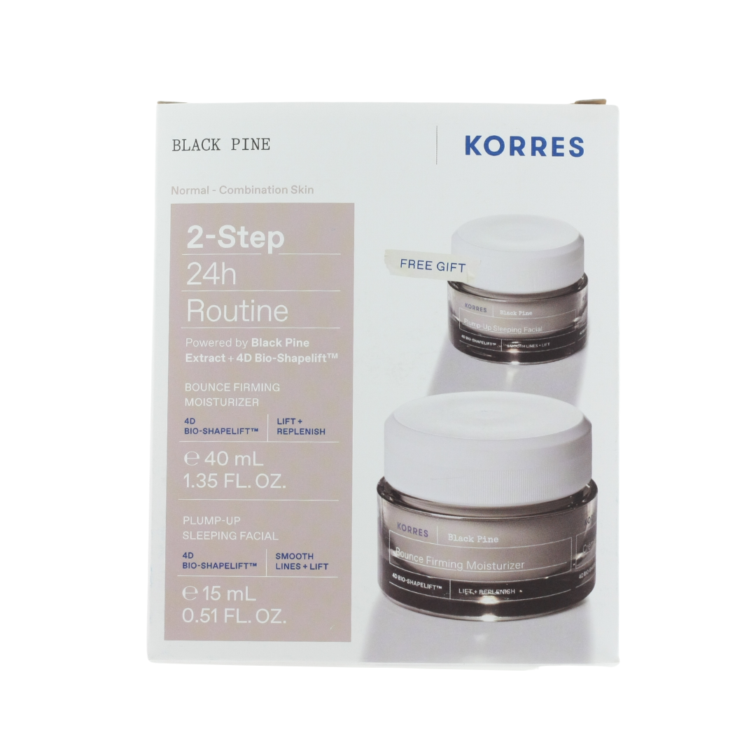 KORRES BLACK PINE 4D DAY CREAM NORMAL-COMBINATION SKIN 2 STEP 24HOUR ROUTINE SET