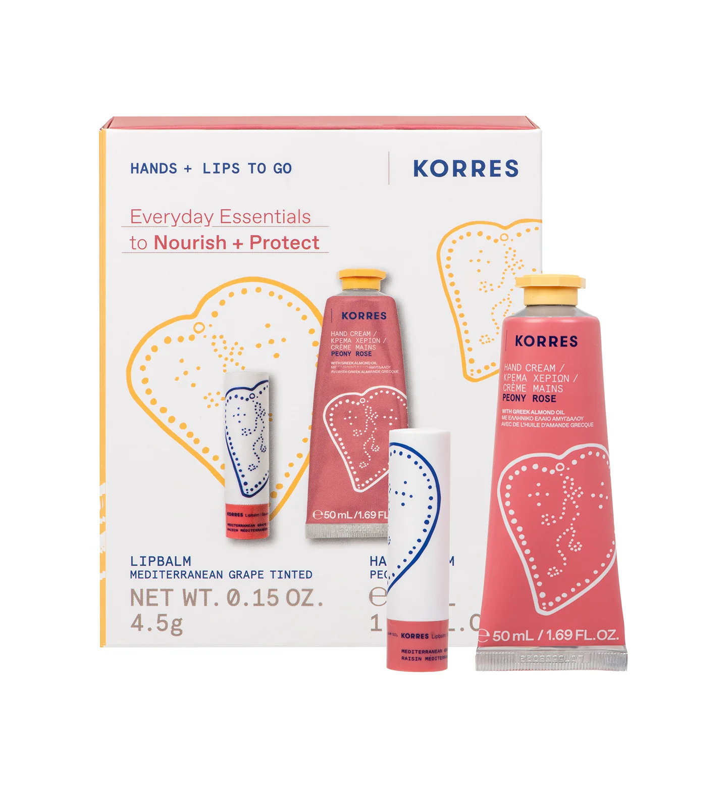 KORRES EVERYDAY ESSENTIALS TO NOURISH + PROTECT HANDS & LIPS TO GO