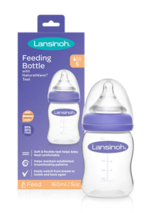 LANSINOH FEEDING BOTTLE 160ML (NATURAL WAVE)