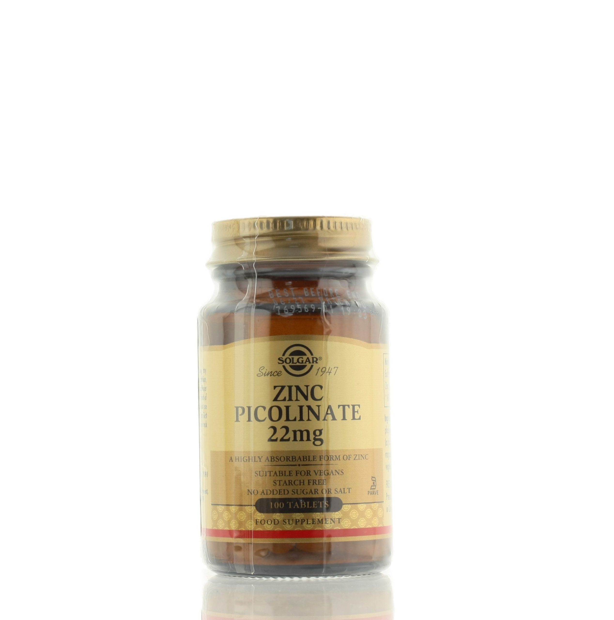 SOLGAR ZINC PICOLINATE 22MG 100TABS 