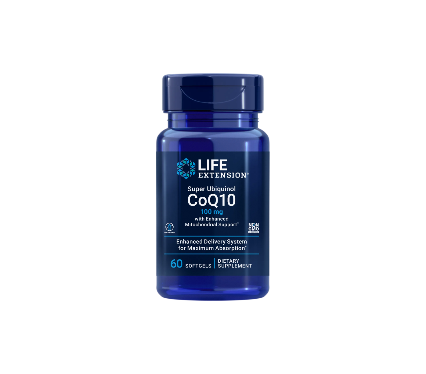 LIFE EXTENSION SUPER UBIQUINOL COQ10 100MG & ENHANCED MITOCHONDRIAL SUPPORT 60 SOFTGELS